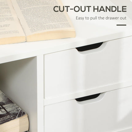 2 Drawer Bedside Table with Storage Shelves - White