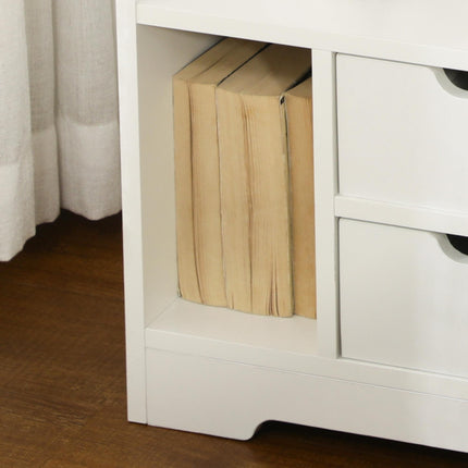 2 Drawer Bedside Table with Storage Shelves - White