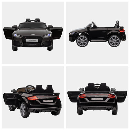 Audi TT RS 12V Rechargeable Ride On Car with Remote, Lights, Horn, MP3 Player, Seat Belt - Black