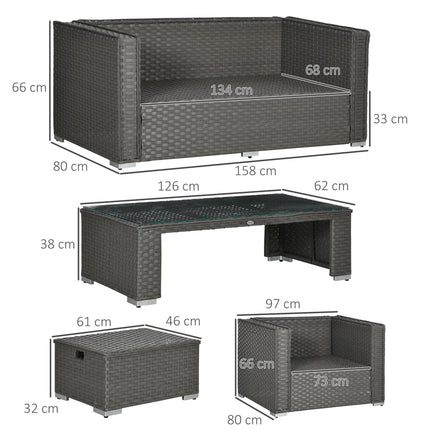 6PC Garden Rattan Sofa Set Bonzer Outdoor Furniture Patio Table Loveseat Stool L