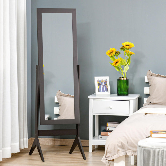 Freestanding Adjustable Angle Tall Dressing Mirror 148x47cm - Brown