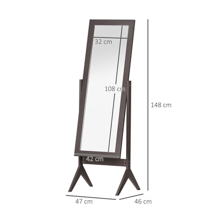 Freestanding Adjustable Angle Tall Dressing Mirror 148x47cm - Brown