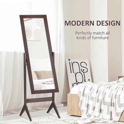 Freestanding Adjustable Angle Tall Dressing Mirror 148x47cm - Brown