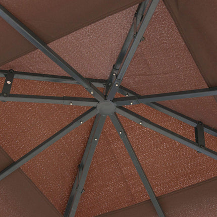 3x3 Metre Patio Gazebo Canopy with Mosquito Netting and Steel Frame - Coffee