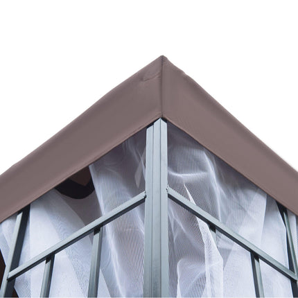 3x3 Metre Patio Gazebo Canopy with Mosquito Netting and Steel Frame - Coffee