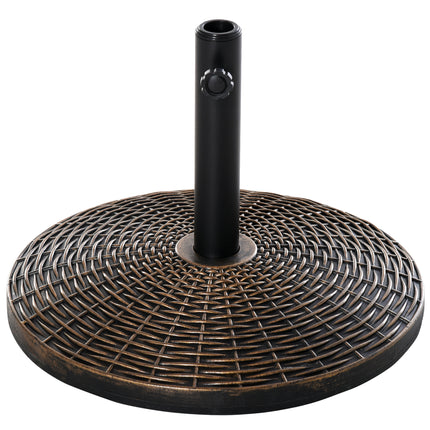 Patio Weighted Parasol Umbrella Base 25kg with Adjustable Pole - Antique Bronze Rattan