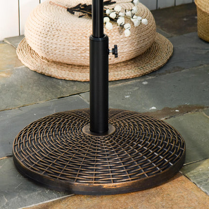 Patio Weighted Parasol Umbrella Base 25kg with Adjustable Pole - Antique Bronze Rattan