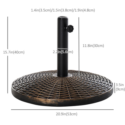 Patio Weighted Parasol Umbrella Base 25kg with Adjustable Pole - Antique Bronze Rattan
