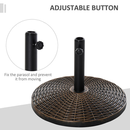 Patio Weighted Parasol Umbrella Base 25kg with Adjustable Pole - Antique Bronze Rattan