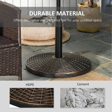 Patio Weighted Parasol Umbrella Base 25kg with Adjustable Pole - Antique Bronze Rattan