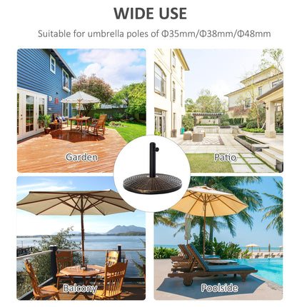Patio Weighted Parasol Umbrella Base 25kg with Adjustable Pole - Antique Bronze Rattan