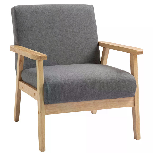 Minimalistic Accent Chair with Thick Linen Cushions for Comfort - Grey