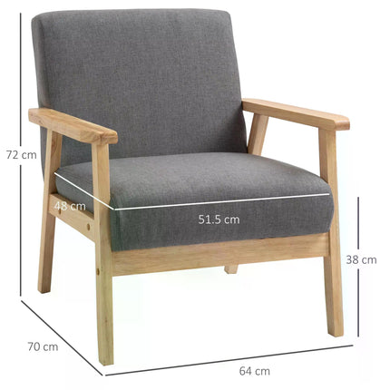 Minimalistic Accent Chair with Thick Linen Cushions for Comfort - Grey