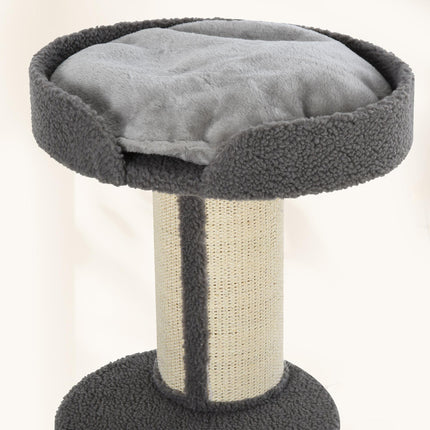 81cm Cat Tree with Sisal Scratching Post and Lamb Cashmere Perch, Climbing Frame with Large Platform - Grey