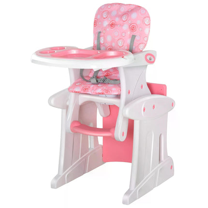 HDPE 3-in-1 Baby Booster High Chair with Adjustable Backrest and Tray - Pink