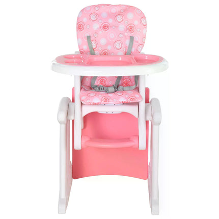HDPE 3-in-1 Baby Booster High Chair with Adjustable Backrest and Tray - Pink