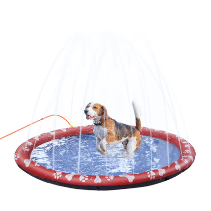 Dog Splash Pad, Pet Sprinkler Mat, Non-Slip Dog Paddling Pool, Foldable Outdoor
