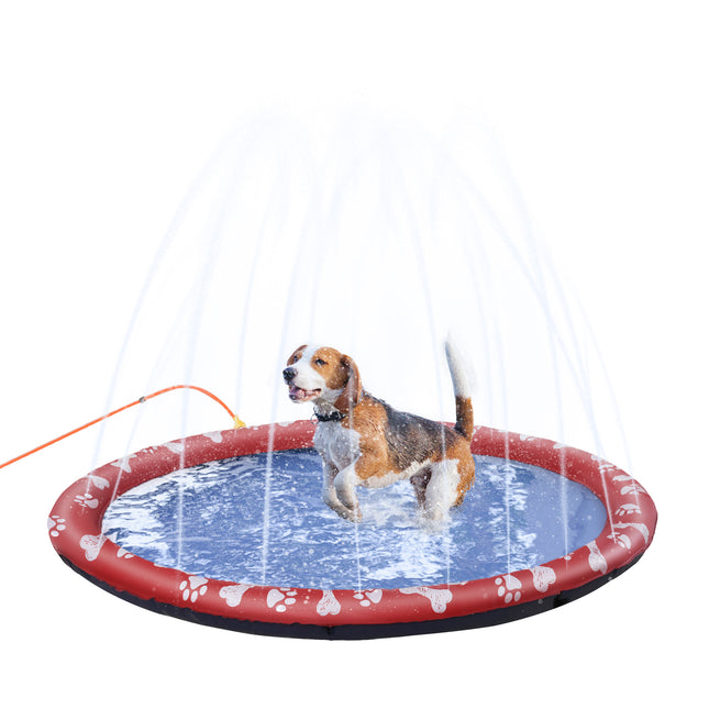 Dog Splash Pad, Pet Sprinkler Mat, Non-Slip Dog Paddling Pool, Foldable Outdoor