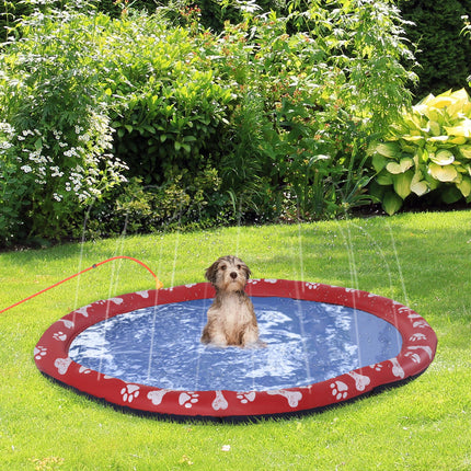 Dog Splash Pad, Pet Sprinkler Mat, Non-Slip Dog Paddling Pool, Foldable Outdoor