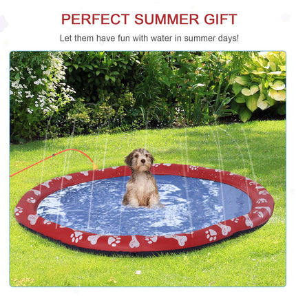Dog Splash Pad, Pet Sprinkler Mat, Non-Slip Dog Paddling Pool, Foldable Outdoor