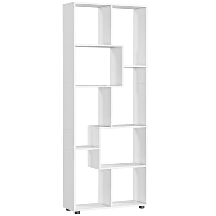 8-Tier Freestanding Modern Grid Bookcase with Anti-Tipping Pads - White