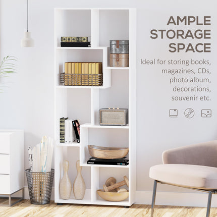 8-Tier Freestanding Modern Grid Bookcase with Anti-Tipping Pads - White