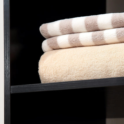 Open Wardrobe with Hanging Rail, Storage Shelves & Wheels - Black