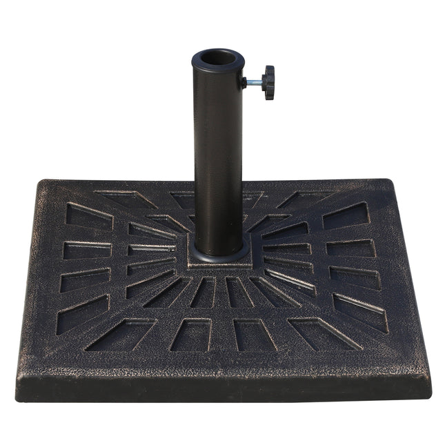 15kg Square Parasol Base with Metal Cannulation for 38mm & 48mm Poles - Bronze