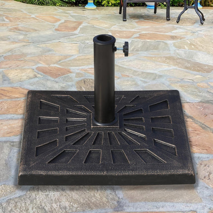 15kg Square Parasol Base with Metal Cannulation for 38mm & 48mm Poles - Bronze