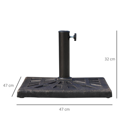 15kg Square Parasol Base with Metal Cannulation for 38mm & 48mm Poles - Bronze