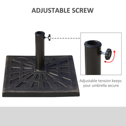 15kg Square Parasol Base with Metal Cannulation for 38mm & 48mm Poles - Bronze