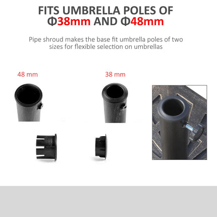 15kg Square Parasol Base with Metal Cannulation for 38mm & 48mm Poles - Bronze