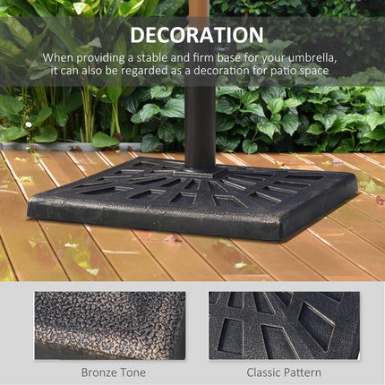 15kg Square Parasol Base with Metal Cannulation for 38mm & 48mm Poles - Bronze