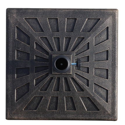 15kg Square Parasol Base with Metal Cannulation for 38mm & 48mm Poles - Bronze