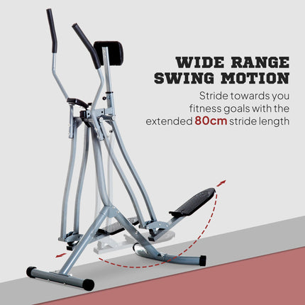 Air Walker Glider, Cross Trainer Fitness Machine, with LCD, for Home Gym, Grey