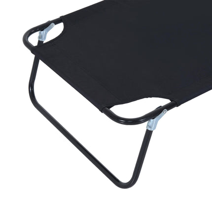 Foldable Adjustable Sun Lounger with Pillow and Reading Hole for Garden and Beach - Black