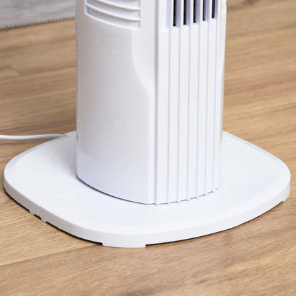 Freestanding Tower Fan 3 Speed 3 Mode 7.5h Timer 70° Oscillation LED Panel Remote - Black & White