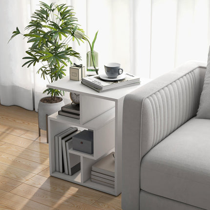Side Table, 3 Tier End Table with Open Storage Shelves for Living Room Bedroom