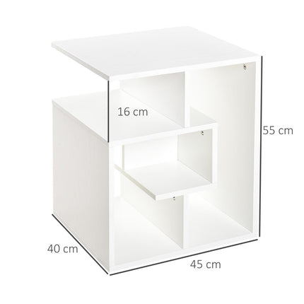 Side Table, 3 Tier End Table with Open Storage Shelves for Living Room Bedroom
