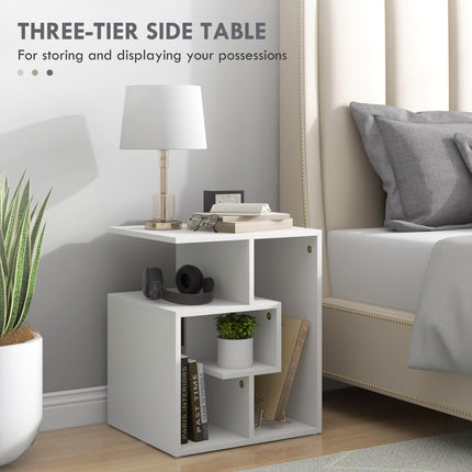 Side Table, 3 Tier End Table with Open Storage Shelves for Living Room Bedroom