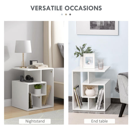 Side Table, 3 Tier End Table with Open Storage Shelves for Living Room Bedroom