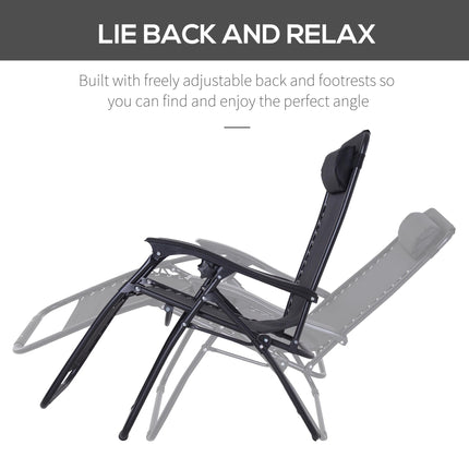 Zero Gravity Folding Reclining Chair with Adjustable Head Pillow - Black