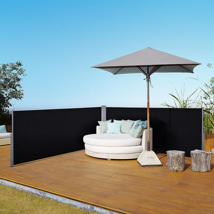 600 x 180 cm (HxL) Retractable Awning Double Canopy Side Privacy Protection Sun