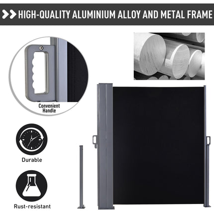 600 x 180 cm (HxL) Retractable Awning Double Canopy Side Privacy Protection Sun