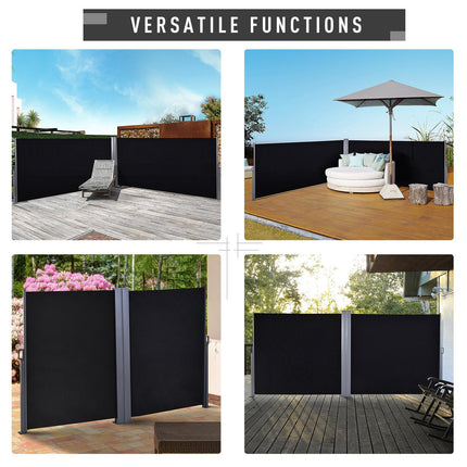 600 x 180 cm (HxL) Retractable Awning Double Canopy Side Privacy Protection Sun