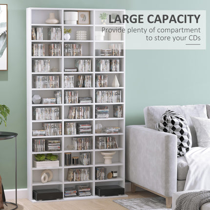 Height-Adjustable CD/DVD Storage Shelf for 1116 CDs 102x24x195 cm - White