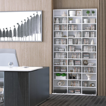 Height-Adjustable CD/DVD Storage Shelf for 1116 CDs 102x24x195 cm - White