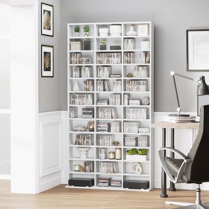 Height-Adjustable CD/DVD Storage Shelf for 1116 CDs 102x24x195 cm - White