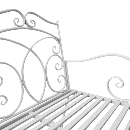 2 Seater Steel Rocking Bench with Decorative Backrest - White