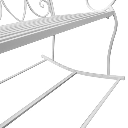 2 Seater Steel Rocking Bench with Decorative Backrest - White